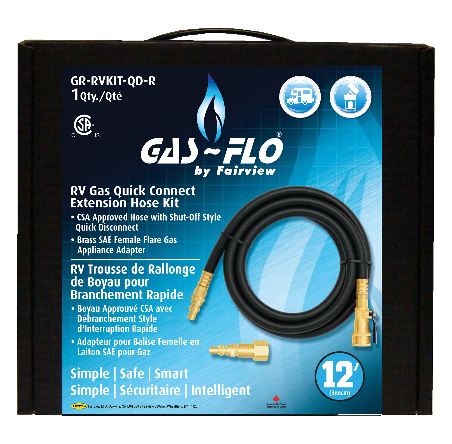 Fairview RV LP-Gas Quick Connect Extension Hose Kit Item #: FVF-GR-RVKIT-QD-R | RogueFuel.ca