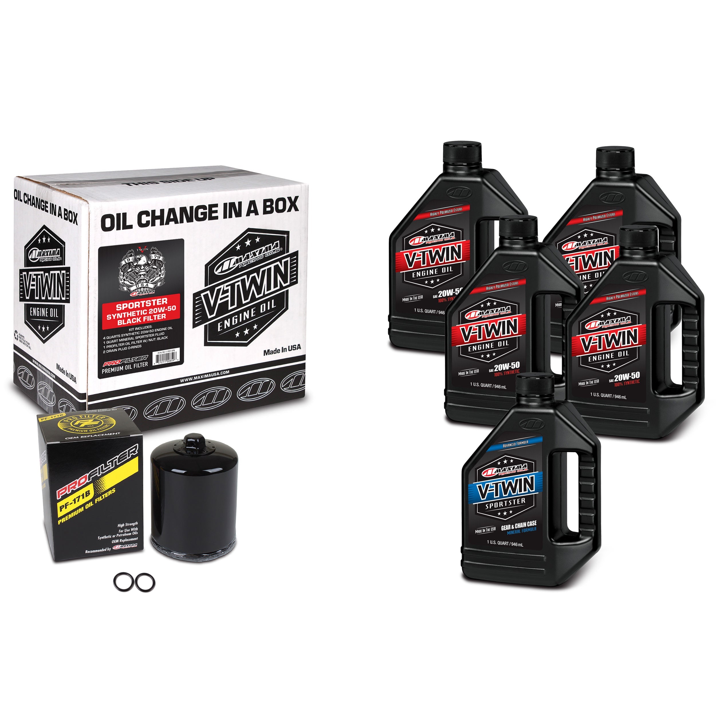 Maxima Racing Oils V-Twin Oil Full Change Kit (90-119015Pb)